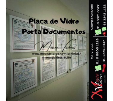 PORTA DOCUMENTOS DE VIDRO / PLACA DE VIDRO